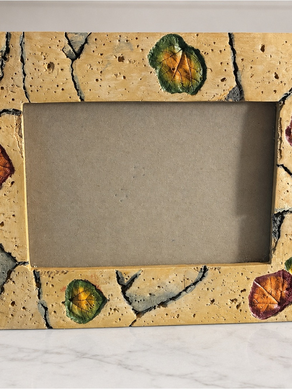 ustic Autumn Leaf Textured Photo Frame 4x6 Stone Look Tabletop